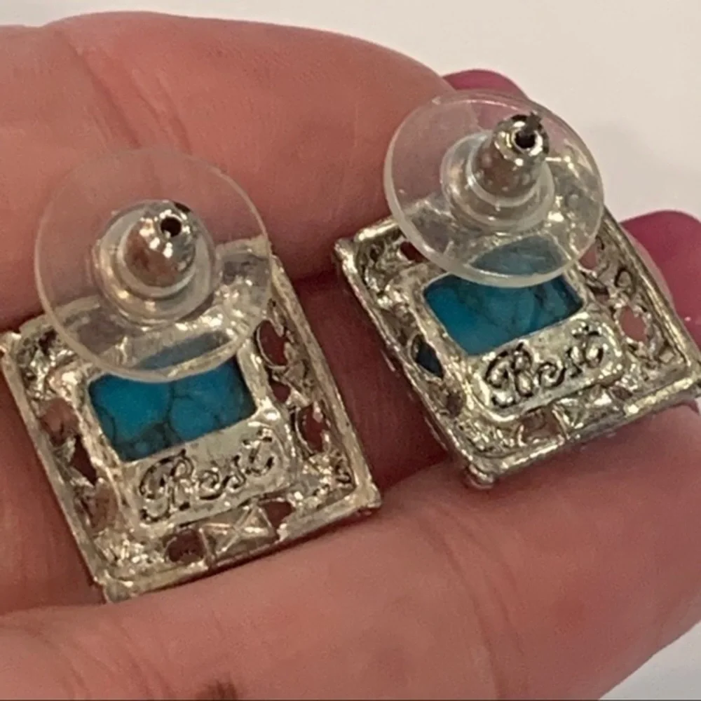 Best signed vintage blue turquoise colored square